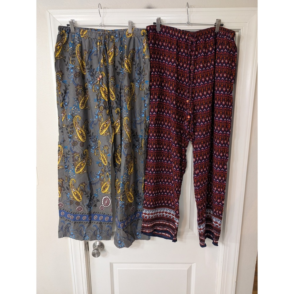 Sudara Punjammies Pajama Pants Bundle XL Womens Paisley Lounge lot of 2 artsy